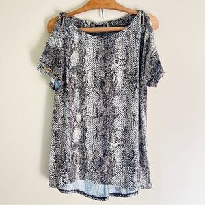 Olivia Blu Snakeskin Print Cold Shoulder Blouse
